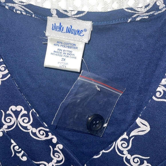 Vicki Wayne Women's 2X Soft & Comfortable Button Up Dress SS w/Pockets - Picture 3 of 7